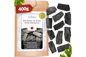 ORINKO® Charbon Actif Eau Binchotan Bio Vrac 400g – Filtration Naturelle Puissante – Chêne Japonais en Morceaux Authentique (Kishu, Wakayama) – Purificateur Écologique pour Carafe, Fontaine, Gourde