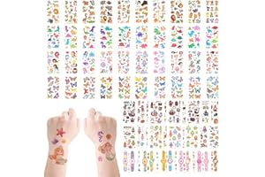 NOA HOME DECO 500+ Disegni per Tatuaggi per Bambini - Tatuaggi Temporanei Farfalle, Animali Cartoon, Sirene - Ideali per Regali di Compleanno e Feste per Bambini (Confezione da 70)