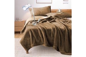YISURE Vattentät filt till säng, Kärleksfilt för par, kingsize vänder mysig vattentålig filt Brun/Beige 230x203cm