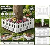 4&rsquo;l&uuml; Set Dekoratif Plastik Bah&ccedil;e &Ccedil;iti 60,5 x 55 cm &Ccedil;i&ccedil;eklik Sınırlandırma &Ccedil;iti Bah&ccedil;e Kenar &Ccedil;iti Beyaz