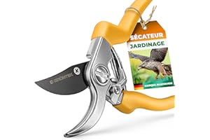 GRÜNTEK Sécateur de Jardin Lame Franche Cisaille Haies Fleurs Jardinage Coupe Branches Bypass Ergonomique Outil de jardinage professionnel