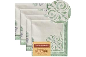 Maison d' Hermine Jardin Du Roy 100% cotone set di 4 tovaglioli, morbidi e confortevoli, perfetti per cene in famiglia, matrimoni, cocktail, cucina, ringraziamento/Natale (45 cm x 45 cm)