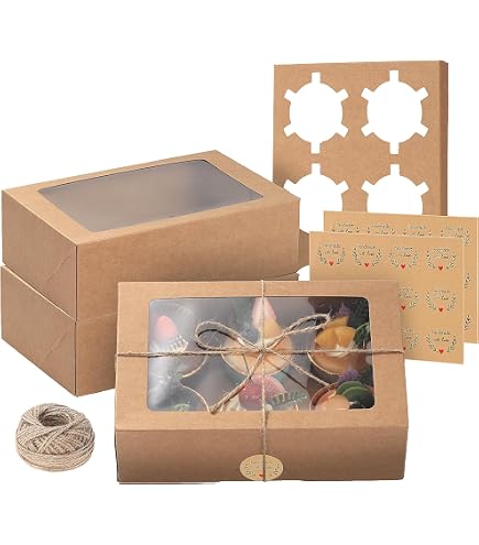 Confezione Da 50 Scatole Per Cupcake Con Finestra E Manico | Contenitori In Cartone Con Inserto Da 6 Fori, 23x15x13cm – Ideali Per Dolci E Dessert