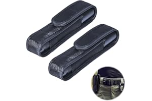 LEZED Custodia Porta Torcia da cintura 2PCS Custodia Torcia Tattica Portatile Fondina per Torce in Nylon Nero Custodia per torcia a LED per Caccia Campeggio Escursionismo