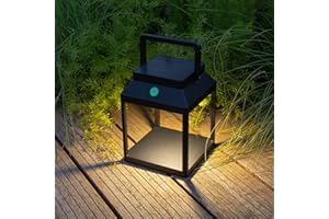 DAWALIGHT Lampe de Table LED Exterieur 3 Niveaux de Luminosité Lanterne Solaire IP44 Étanche Lumière Tactile Sans fil Rechargeable USB Lanternes Pour Jardin Camping, Aluminium, Noir