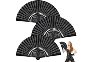 TZQFROCE 3 Stück Handfächer Faltventilator Chinesischer 37.5 * 21 * 2.2cm Fächer Schwarz Fächer Hochzeit Handfächer für Hochzeit Tanz Party Favors DIY Dekoration