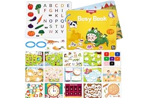 URMYWO Livre d'activitésn -Quiet Book-Jouet Enfant 2 3 4 5 Ans-Jeux Montessori-Jouet Educatif Préscolaire Busy Book-Sensoriel Jeux d'activités-Alphabet Autocollant- Cadeau & Jouet pour Enfants