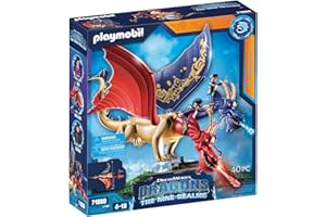 PLAYMOBIL DreamWorks Dragons 71080 Dragons, The Nine Realms Wu y Wei y Jun, Juguete de Dragones y Personajes de Dragones con función de Disparo, Juguete para niños a Partir de 4 años