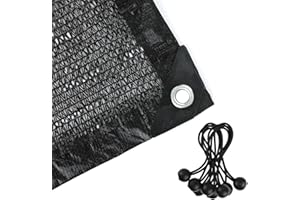 LDREAMAM Shade Netting 70%-75% Sunblock Shade Cloth - Black Bulk UV Resistant Fabric Mesh Tarp for Greenhouse Plant Shade Net Taped Edge with Grommets Included 8pcs 6" BALL BUNGEE (6.5ft x 6.5 ft / 2*2 M)