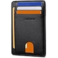 Buffway Slim Minimalist Front Pocket RFID Blocking Leather Wallets for Men and Women, Galactic Crack Black, S, Minimalist