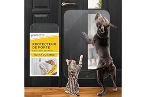 Protecto 90 x 60 cm Protection de Porte Anti-Griffe Chien et Chat – Film Anti Griffe Chat Résistant - Installation Facile - Protection Murale Transparente – Protection Bas Porte et Meubles
