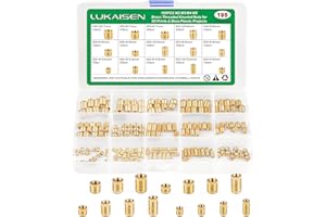 LUKAISEN Threaded Inserts for Plastic, M2 M3 M4 M5 Assortment 195Pcs Heat Set Insert for 3D Printing Components and Plastic Parts-Brass Metric Knurled Nuts