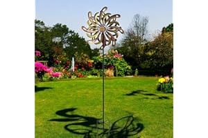 Epsom Door Handles Small Vortex Wind Spinner Stakes Ocean Wave Golden Flare Cosmic Fusion 120 X 36 X 15 Cm Kinetic Metal Garden Sculptures for Yard Lawn Patio Outdoor Décor (golden Flare)
