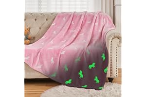SOCHOW Coperta di Pile Unicorno, Fluorescente Si Illumina al Buio Super Morbida Coperta, coperta per tutte le stagioni per bambini 150 x 200 cm, Rosa