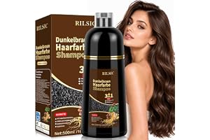 Hårfärgschampo, 500 ml , mörkbrun färg, 3-i-1-schampo mot grått hår, omedelbar verkan, för män och kvinnor