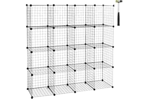 WOLTU Étagère Cube en Grille étagère Conception DIY pour Rangement Armoire de penderie métallique Noir 16 Compartiments SR0123sz-2