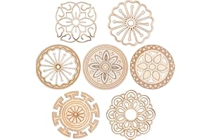 GORGECRAFT 7 Estilo, 14 Piezas de Madera Tallada, Apliques de Tallado, Calcomanía de Esquina, Artesanía, Muebles Sin Pintar, Decoración de Ventanas del Hogar, Calcomanía de Talla de Madera