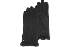 Isotoner Gants femme en cuir de chèvre velours, doublés en imitation fourrure