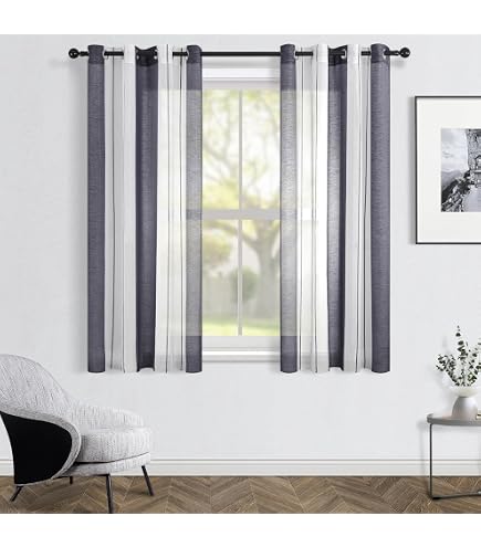 Beauoop Farbverlauf Vorhänge – Halbtransparent, Marokkanisches Muster, 107x245 Cm, Mit Ösen