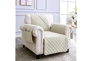 ‎SEVI'S sevi's Sofabezug 1 Sitzer 60cm, Sesselschoner Wasserdicht Reversibel mit Auflage, Geeignet für alle Sofas - Weiße Creme