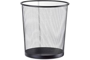 Aurora Store Cestino Gettacarte in Metallo Traforato da Ufficio Pattumiera a Rete Porta-rifiuti Ø 26 cm Alto 27,5 cm Nero casa, cameretta, scrivania, Studio