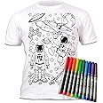 Splat Planet Colour-in Space Man and Space Rocket T-Shirt with 10 Non-Toxic Washable Magic Pens - Colour Your Own, Colour-in and Wash Out T-Shirt