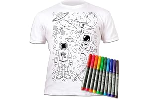 Splat Planet Maglietta da colorare Space Astronaut Rocket Magic con 10 pennarelli magici Lavabili - Colora la Tua Maglietta, colorala, lavala e ricolorala