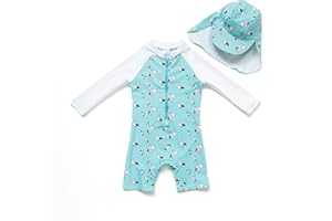 BONVERANO Traje de baño para bebé niño Trajes de baño de una Pieza de Manga Larga Protección UV 50+ Trajes de baño con Cremallera