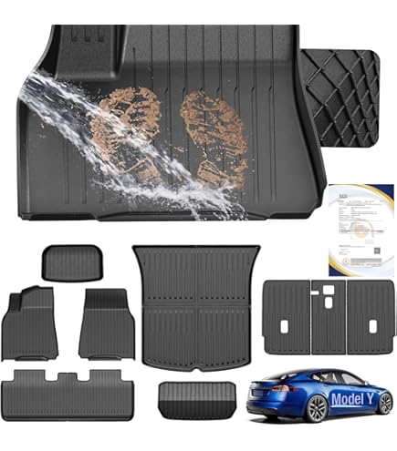 Set di tappetini Juniper per Tesla Model Y (2025 RHD) – 12 pezzi, protezione interna completa per tutte le stagioni