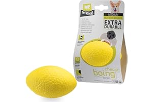 Ferplast Gioco Cane CHEWA BOING RUGBY, Pallina in Materiale Durevole, Atossico, Resistente ai Morsi, per Igiene Dentale, Rimbalza e Galleggia, Misura Media, Giallo