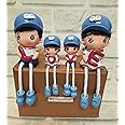 Homesutraa Sweet Love Family Living Room Home Decor Gift Item Set Holding Flower Hanging Legs Cute Decorative Showpiece (Resin, Set of 4, Multicolor)