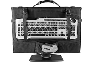 Hosoncovy Desktop Computer Monitor Carrying Case Travel Case Dustproof Cover Case Protective Case with Keyboard Mouse Holder for 21.5 inch IMac Screen and 20 inch to 24 inch Desktop Monitor