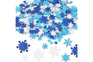 GUKASXI 500 pegatinas de espuma de copo de nieve con purpurina pegatinas de espuma autoadhesivas de Navidad para niños 3 tamaños de copo de nieve pegatinas para ventanas diseño hacer tarjetas manualidades