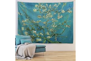 ORTIGIA Van Gogh Almond Blossom Tapestry Oil Painting Floral Wall Hanging Nature Landscape Wall Art Home Decor for Bedroom Living Room 60" W x 80" L (150cmx200cm)
