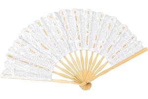 VON LILIENFELD® Éventail Dentelle Mariée Femme Accessoire Carmen Blanc