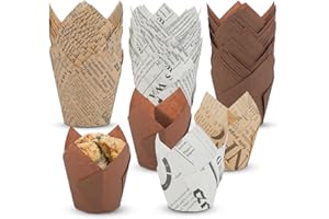 RMIVEGLIA 150 Caissette Muffins papier, Moules Cupcake Tulipe, Papier Muffin Cuisson Polyvalent, Papier Cupcake Idéal pour Mariages, Anniversaires d’Enfants et Accessoires de Fête.