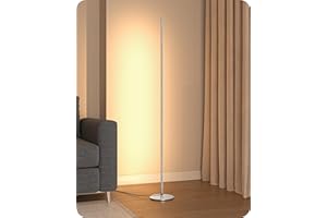 ‎EDISHINE EDISHINE Stehlampe Wohnzimmer, LED Stehlampe Dimmbar, 3000K warmweiße Stehleuchte mit Memory-Funktion, höhenverstellbar 146 cm, moderne Standleuchte für Schlafzimmer und Büro, Silber