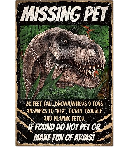 Targa Metallo "Danger Tyrannosaurus Containment" - Decorazione Parete 280x200mm, Stile Vintage - Foto 6