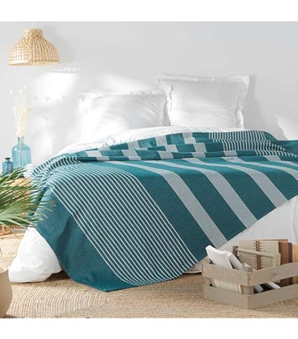 Odot Couvre-Lit Matelassé 2 Personnes Été Réversible Vert Plante Fleurs 180x200cm - Doux Et Confortable