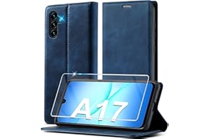 Ailicici Leder für Samsung Galaxy A17 5G/4G Hülle [Mit Schutzfolie] Wallet RFID Blocker Handyhülle, Ledermaterial Kartenfach Klapphülle, Klappbar Ständer Flip Case,Stoßfeste Holster Cover Schutzhülle