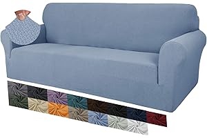 MAXIJIN Creative Jacquard Couchbezüge für 3-Sitzer, Super Stretch rutschfeste Sofabezug für Hunde Haustierfreundliche 1-teilige elastische Möbelschutz-Sofabezüge (3 Sitzer, Hellblau)