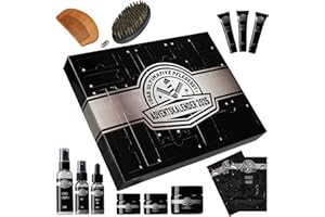 KreativeKraft Adventskalender 2025 Herren Beauty Set Bartbürste Bartöl Bartkamm Bartbalsam Bartpflege Set für Männer Geschenk Idee