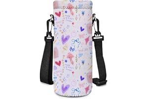 Piyycur Universal Bottle Holder with Adjustable Belt (500ml/750ml/1000ml) - Neoprene Thermal Bottle Case for Sports, School, Travel (Sognante Dolce, 1000ml(34oz))