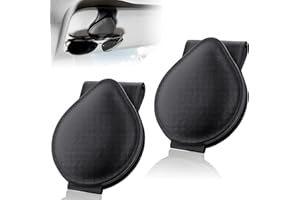 QESSUVNC 2 Brillenhalter für Auto Sonnenblende, Universelles Auto Gläser Halter Clip Leder Auto Visier Zubehör Sonnenbrillen Halterung Brillen Aufhänger Ticket Karten Clip Brillenetui Organizer Schwarz