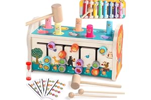 jerryvon Juguetes Niños 1 Año - Juguetes Montessori 1 2 Años con Xilofono Bebe Infantil Madera Martillo para Juguetes Bebes Regalo Niños Niña 1 2 3 Año