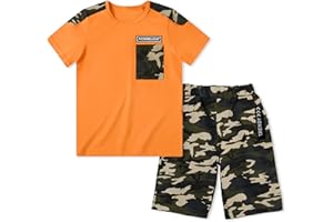 LOLANTA Boys Summer Clothes Casual Outfit Kids Shorts and T-Shirts Sets Camouflage Print, 5-12 Years, 120-160cm