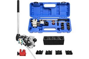 JAOGAUS Kit di Svasatura Tubo Freni, Svasatore Freno Idraulico a 45 Gradi, Utensile per Svasare Tubi Freno, per Svasatura Semplice, a Bolla e Doppia (Ø 4,75mm/6,35mm/8mm/9,5mm), con Tagliatubi