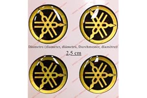 ADESIVI COMPULSIVI Kit de 4 adhesivos resinados con el logotipo de la marca YAMAHA, efecto 3D, color negro y dorado