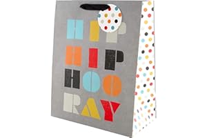 Hallmark Large Gift Bag, Grey & Polka Dot Design, for Birthday, Celebration, Retirement, Anniversary