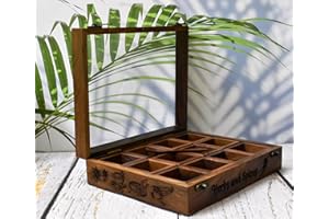 INDIA HOUSE Caja de especias de madera/cajas de especias grabadas en madera de rosa, regalo de inauguración de la casa, regalo del día de la madre vendedor "MADE IN INDIA", 12 contenedores